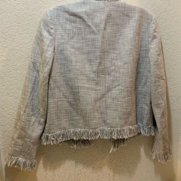 Rebecca Taylor Slub Suiting Jacket - Dove Grey - Size 4 - Picture 7 of 9